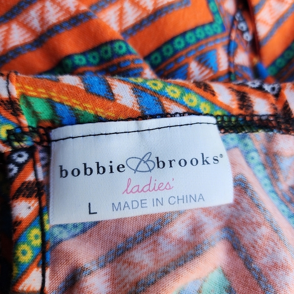 Bobbie Brooks Ladies Maxi Long Boho Dress Orange Blue Halter Tie Back Straps L - Picture 7 of 10